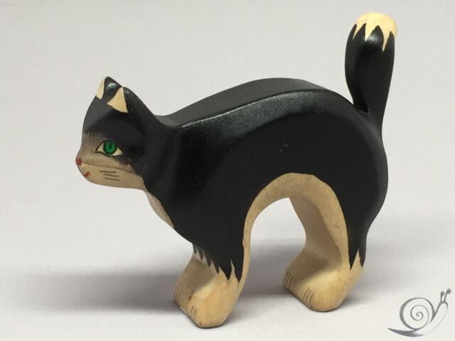 Toy Cat Wooden Colourful Black White With Cat's Arched Back Size 10, 5x5, 0x2, 2 cm - Bxhxs Approx.30 Gr - image 1