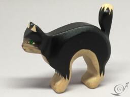 Toy Cat Wooden Colourful Black White With Cat's Arched Back Size 10, 5x5, 0x2, 2 cm - Bxhxs Approx.30 Gr