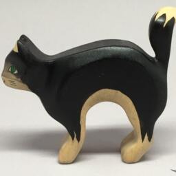 Toy Cat Wooden Colourful Black White With Cat's Arched Back Size 10, 5x5, 0x2, 2 cm - Bxhxs Approx.30 Gr - thumbnail 2
