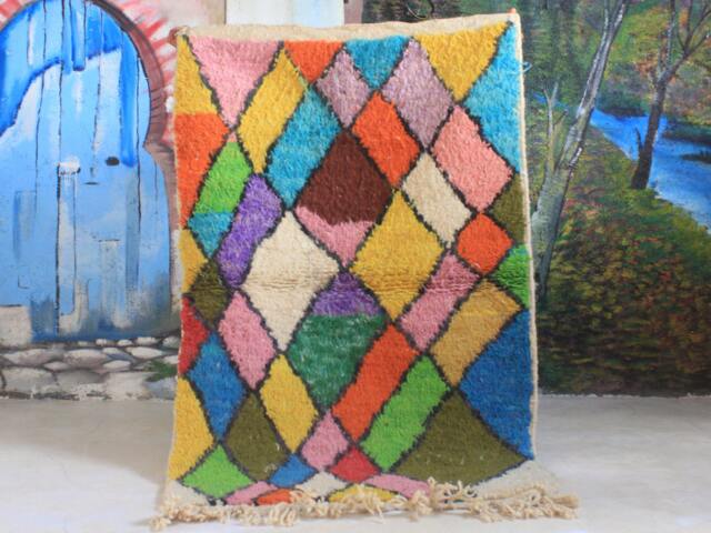 Moroccan Rug, Custom Fabulous Boujad Authentic, Azilal Abstract Multicolored Carpet - image 1