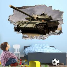 Tank Wall Decal Sticker - Mural For Boys Bedroom Kids Room Decor - Eb28 - thumbnail 3