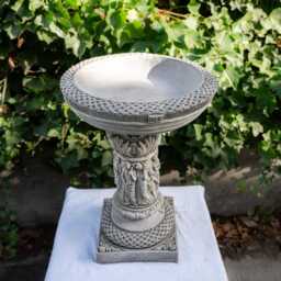 Elegant Parisian Stone Cast Bird Bath Garden Decor - thumbnail 2