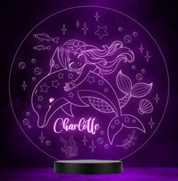 Mermaid Dolphin Stars Fish Bubbles Personalised Colour Change Lamp Night Light - thumbnail 1