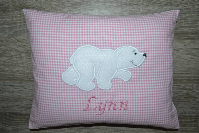 Polar Bear Pillow, Polar Pillow With Name, Birth Name Christening Handmade - image 1
