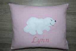 Polar Bear Pillow, Polar Pillow With Name, Birth Name Christening Handmade - thumbnail 1