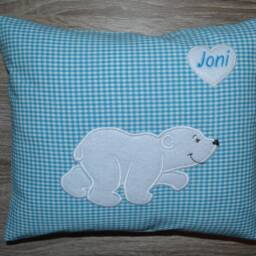Polar Bear Pillow, Polar Pillow With Name, Birth Name Christening Handmade - thumbnail 2