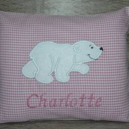 Polar Bear Pillow, Polar Pillow With Name, Birth Name Christening Handmade - thumbnail 3