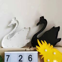 Swan Marquee Light, White Metal Nursery Night Light - thumbnail 3