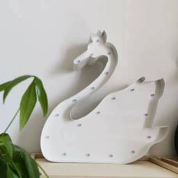 Swan Marquee Light, White Metal Nursery Night Light