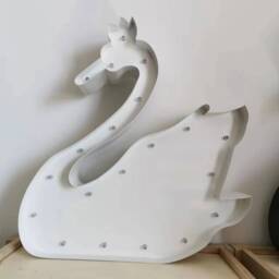 Swan Marquee Light, White Metal Nursery Night Light - thumbnail 2