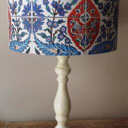 Blue Moroccan Tile Lampshade, Orange, Shabby Chic, Floral, Fatta Da Mamma Free Gift - thumbnail 2