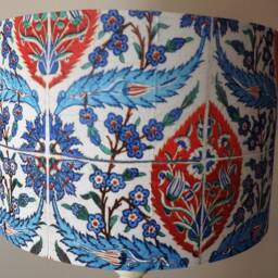 Blue Moroccan Tile Lampshade, Orange, Shabby Chic, Floral, Fatta Da Mamma Free Gift - thumbnail 3