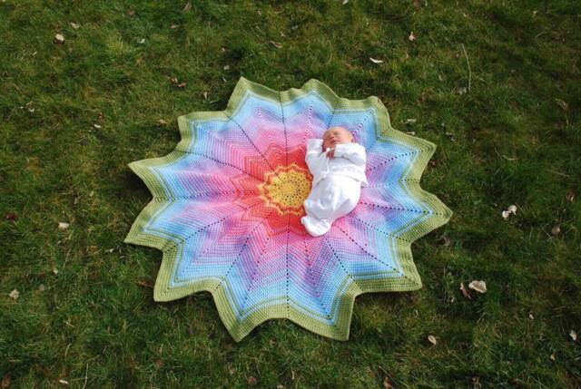 Crochet Large Pastel Unisex Baby Blanket in Spring Colours - image 1
