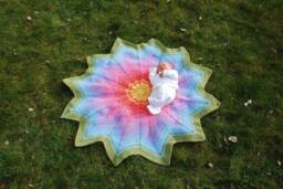 Crochet Large Pastel Unisex Baby Blanket in Spring Colours - thumbnail 1
