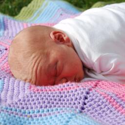 Crochet Large Pastel Unisex Baby Blanket in Spring Colours - thumbnail 3