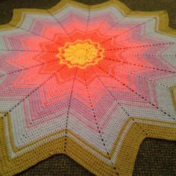 Crochet Large Pastel Unisex Baby Blanket in Spring Colours - thumbnail 2