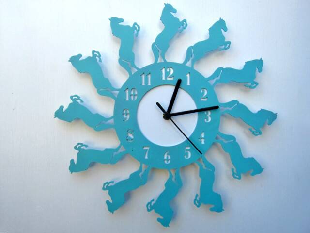 Metal Clock, Wall Animal Prancing Horse Clock - image 1