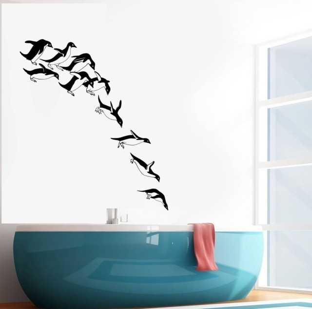 Wall Vinyl Decal Jumping Penguins Funny Decor For Children's Room Or Bathroom 2524Dz - image 1