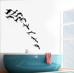 Wall Vinyl Decal Jumping Penguins Funny Decor For Children's Room Or Bathroom 2524Dz - thumbnail 1