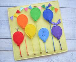 Felt Balloon Quiet Book Page Montessori Toddler Activity Board - thumbnail 1