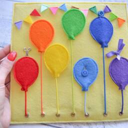 Felt Balloon Quiet Book Page Montessori Toddler Activity Board - thumbnail 4