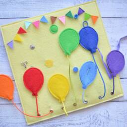 Felt Balloon Quiet Book Page Montessori Toddler Activity Board - thumbnail 2