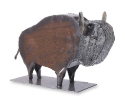 Tabletop Metal Wild Buffalo, Bison Steel Art Sculpture