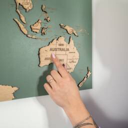 World Map Cork Push Pin Board Wall Art Travel Map, Oak Wood Or Wooden Decor, 3 Panel Feature Art, Anniversary Gift - thumbnail 3