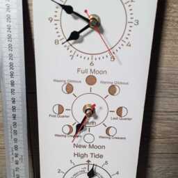 Vertical Laser Engraved Time, Tide & Moon Phase Whiteboard Wall Clock Handmade Mdf 3-In-1 Nautical - Personalized Gift 11cm X 28cm - thumbnail 2