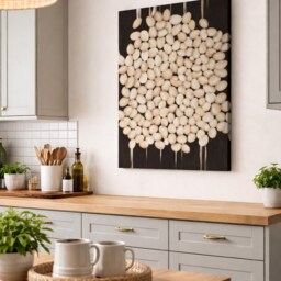 Abstract Neutral Wall Art - Pattern Geometric Oil Painting in Brown & Beige Colors - thumbnail 2