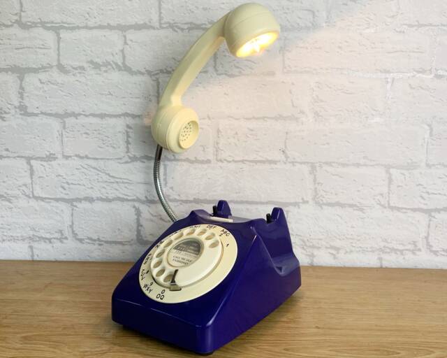 Quirky Gift For A Couple, Navy & Cream Telephone Lamp - image 1