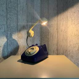 Quirky Gift For A Couple, Navy & Cream Telephone Lamp - thumbnail 2