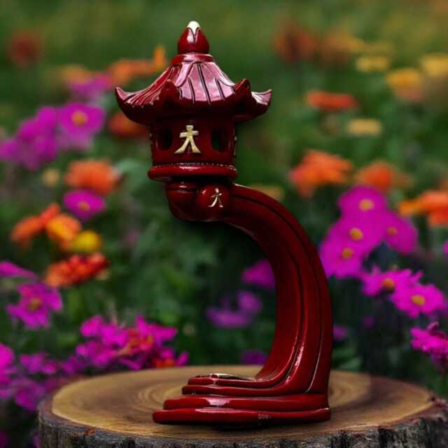 Japanese Red Pagoda Sculpture Concrete Massive Statue Stone Lantern Figurine Zen Garden Decoration Handmade - image 1