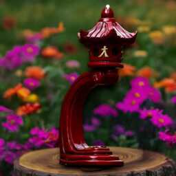Japanese Red Pagoda Sculpture Concrete Massive Statue Stone Lantern Figurine Zen Garden Decoration Handmade - thumbnail 3