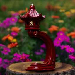 Japanese Red Pagoda Sculpture Concrete Massive Statue Stone Lantern Figurine Zen Garden Decoration Handmade - thumbnail 1