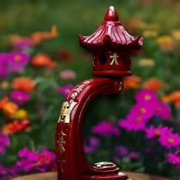 Japanese Red Pagoda Sculpture Concrete Massive Statue Stone Lantern Figurine Zen Garden Decoration Handmade - thumbnail 4