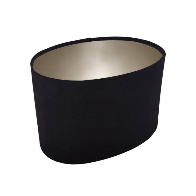 Black Oval Lampshade in Velvet With Champagne Lining - image 1