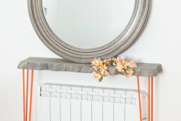 Grey Live Edge Round Corners Wood Console Table With Hairpin Legs, Rustic Hallway Table, Entryway