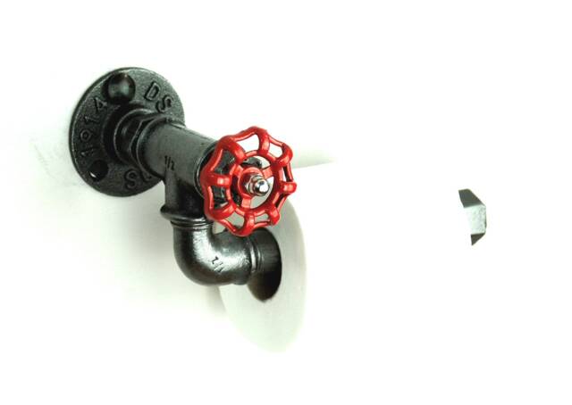 Toilet Paper Dispenser Model 2 - Industrial Style Steering Wheel Made Of Plumbing Fittings - image 1