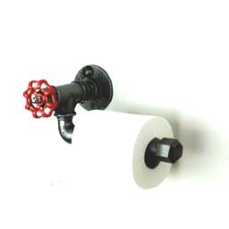 Toilet Paper Dispenser Model 2 - Industrial Style Steering Wheel Made Of Plumbing Fittings - thumbnail 2