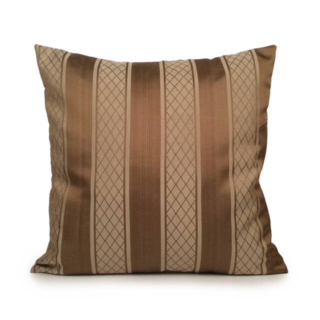 Light & Dark Tan Pillow, Striped Throw Pillow Covers, Decorative Cover, Cushion Accent Silk Blend - image 1