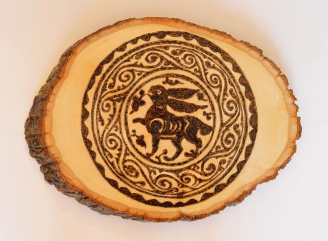 Pyrography Basswood Wall Art Fatimid Hare Motif, 9 Inch - image 1