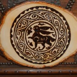 Pyrography Basswood Wall Art Fatimid Hare Motif, 9 Inch - thumbnail 2