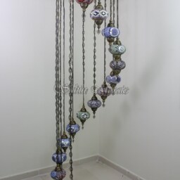 15 Ball Turkish Mosaic Chandelier, Large Globes - thumbnail 3