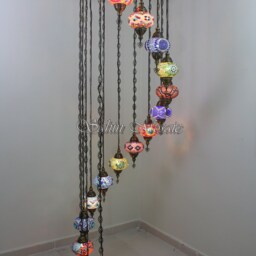 15 Ball Turkish Mosaic Chandelier, Large Globes - thumbnail 2