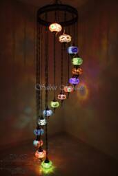 15 Ball Turkish Mosaic Chandelier, Large Globes
