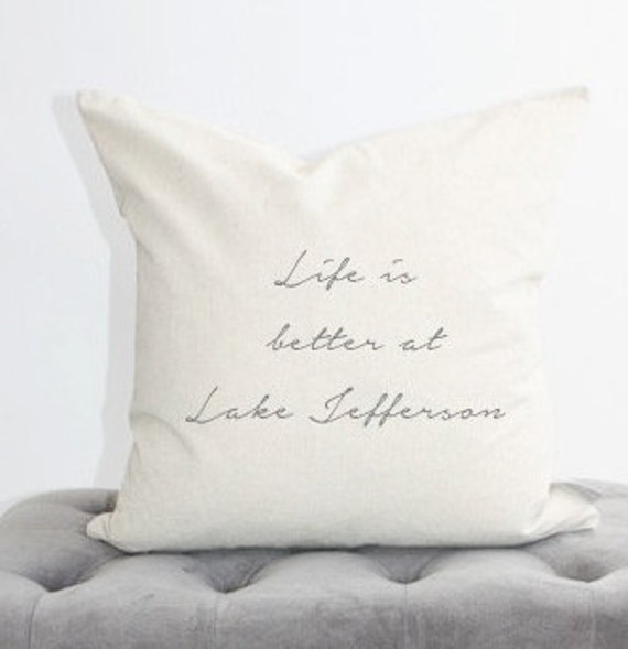 Life Is Better At Lake Personalized Pillow Cover, House Pillow, Lakehouse, Lake, Cabin, Housewarming Gift - image 1