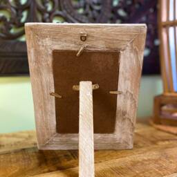 Hand Carved Reclaimed Teak Photo Frame With Wooden Doors - Rustic Whitewash Finish - thumbnail 3