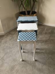 Nest Of Tables Painted Bespoke Cow Rabbit Moroccan Geometric Art Deco Stencilled
