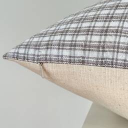 Gray Neutral Tribal Hemp Hand Woven Natural Dye Color Lumbar Pillow Cover - thumbnail 3